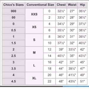 Chicos Vanity sizing